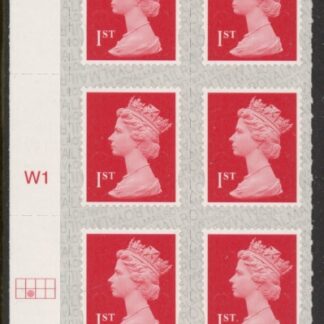 U2998  1st brt scarlet 2B  M19L  SBP  s/L   Cyld. W1  grid position  R2 C2 Walsall  U/M (MNH)