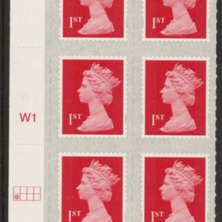 U2998  1st brt scarlet 2B  M18L  SBP (faint) s/L   Cyld. W1  grid position  R2 C1  Walsall  U/M (MNH)