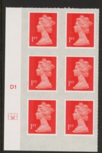 U2997  1st vermilion 2B  M15L   Cyld. D1  grid position  R2 C2  DLR  U/M (MNH)