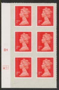 U2997 1st vermilion 2B M14L Cyld. D1 grid position R2 C1 DLR U/M (MNH)