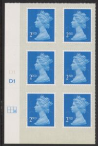 U2995  2nd blue CB  MA13  Cyld. D1  grid position  R2 C3   DLR  U/M (MNH)
