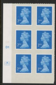 U2995 2nd blue CB M14L Cyld. D1 grid position R1 C2 DLR U/M (MNH)