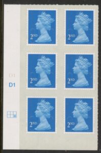 U2995  2nd blue CB  M14L  Cyld. D1  grid position  R2 C3   DLR  U/M (MNH)
