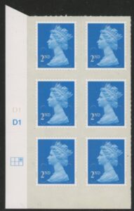 U2995  2nd blue CB  M14L  Cyld. D1  grid position  R1 C3   DLR  U/M (MNH)
