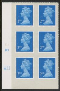 U2995 2nd blue CB M14L Cyld. D1 grid position R2 C1 DLR U/M (MNH)
