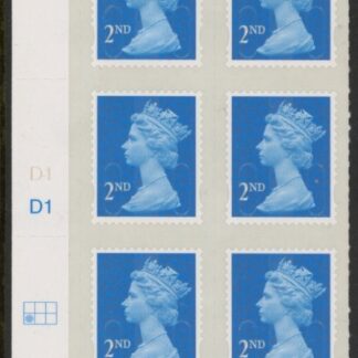 U2995  2nd blue CB  M14L  Cyld. D1  grid position  R2 C1   DLR  U/M (MNH)