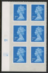 U2995 2nd blue CB M15L Cyld. D1 grid position R2 C3 DLR U/M (MNH)