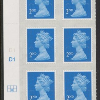 U2995  2nd blue CB  M15L  Cyld. D1  grid position  R2 C2   DLR  U/M (MNH)