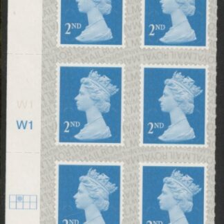 U2995  2nd blue CB  M18L  Cyld. W1  SBP s/L   grid position  R1 C2   Walsall  U/M (MNH)