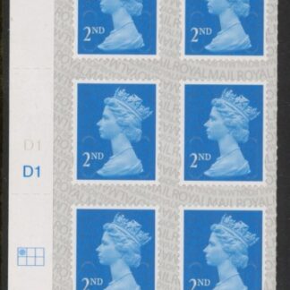 U2995  2nd blue CB  M17L  Cyld. D1  SBP L/s   grid position  R1 C1   DLR.  U/M (MNH)