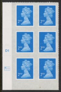 U2995 2nd blue CB M16L Cyld. D1 grid position R1 C1 DLR. U/M (MNH)
