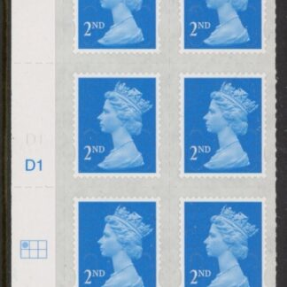 U2995  2nd blue CB  M16L  Cyld. D1     grid position  R1 C1   DLR.  U/M (MNH)