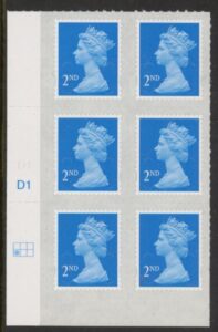 U2995 2nd blue CB M16L Cyld. D1 grid position R2 C1 DLR. U/M (MNH)