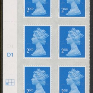 U2995  2nd blue CB  M16L  Cyld. D1     grid position  R2 C1   DLR.  U/M (MNH)