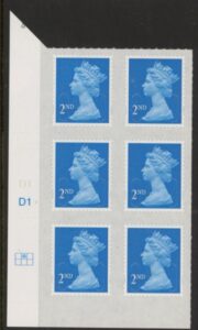 U2995 2nd blue CB M17L Cyld. D1 SBP plain. grid position R1 C2 DLR. U/M (MNH)