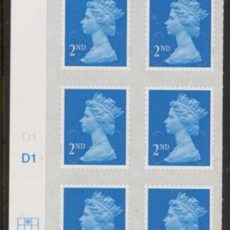 U2995  2nd blue CB  M17L  Cyld. D1    SBP plain.  grid position  R1 C2   DLR.  U/M (MNH)