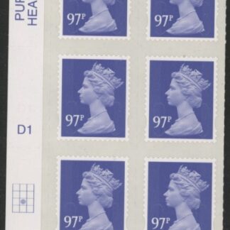 U2932  97p violet  2B   M14L  cyld. D1  grid position  R3 C2  DLR  U/M (MNH)