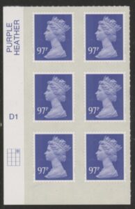 U2932  97p violet  2B   M14L  cyld. D1  grid position  R1 C3  DLR  U/M (MNH)