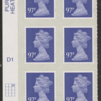 U2932  97p violet  2B   M14L  cyld. D1  grid position  R1 C3  DLR  U/M (MNH)