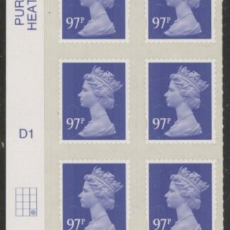 U2932  97p violet  2B   M14L  cyld. D1  grid position  R4 C3  DLR  U/M (MNH)