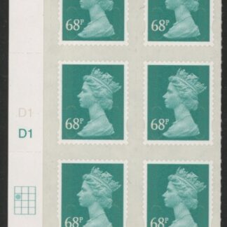 U2929  81p 2B  green M14L  Cyld.  D1  grid position  R2 C1  DLR U/M (MNH)