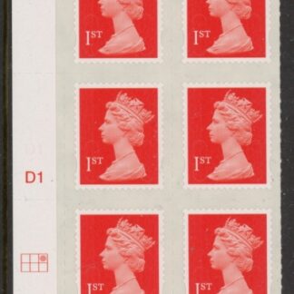U2997  1st vermilion 2B  M12L   Cyld. D1  grid position  R1 C3  DLR  U/M (MNH)