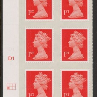 U2997  1st vermilion 2B  M12L   Cyld. D1  grid position  R2 C1  DLR  U/M (MNH)
