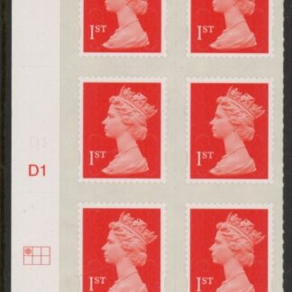 U2997  1st vermilion 2B  M12L   Cyld. D1  grid position  R1 C1  DLR  U/M (MNH)