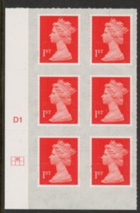 U2997 1st vermilion 2B M16L Cyld. D1 grid position R1 C2 DLR U/M (MNH)