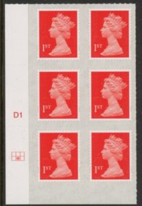 U2997 1st vermilion 2B M16L Cyld. D1 grid position R2 C2 DLR U/M (MNH)