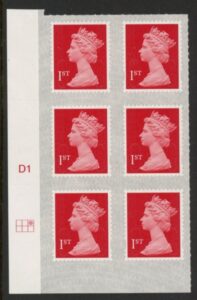 U2998  1st brt scarlet 2B  M17L  SBP s/L   Cyld. D1  grid position  R1 C3   DLR U/M (MNH)