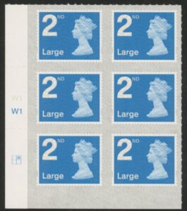 U3000  2nd Large. blue 2B  M18L cyld. W1  grid position R1  C2  SBP  s/L  Walsall  U/M (MNH)