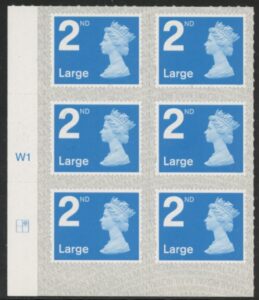 U3000  2nd Large. blue 2B  M19L cyld. W1  grid position R1  C2  SBP  s/L  Walsall  U/M (MNH)