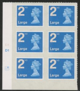 U3000  2nd Large. blue 2B  M14L cyld. D1  grid position  R1  C2  DLR  U/M (MNH)