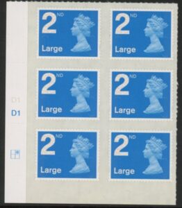 U2977  2nd Large. blue 2B  MAIL cyld. D1  grid position R1 C2   DLR  U/M (MNH)