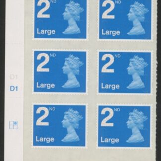 U2977  2nd Large. blue 2B  MAIL cyld. D1  grid position R1 C2   DLR  U/M (MNH)