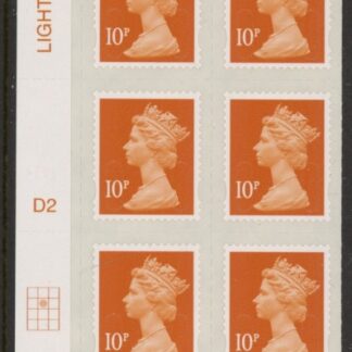 U2923 10p dull orange M12L Cyld D2  grid position R2 C2  DLR U/M (MNH)