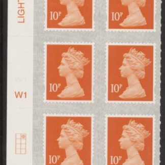 U2923 10p dull orange M18L Cyld W1  grid position R1 C2  SBP  L/s  Walsall U/M (MNH)
