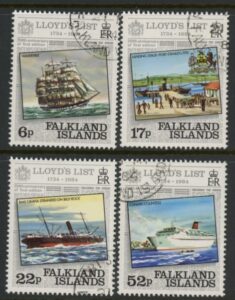 1984 Falkland Islands. SG.484-7  Lloyd's List. set 4 values. used (CTO)