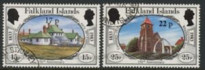 1984 Falkland Islands. SG.467-8  Nos.443 & 445 surcharged. set 2 values. used (CTO)