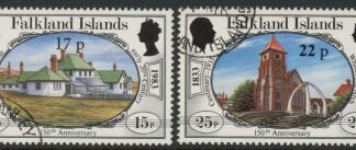 1984 Falkland Islands. SG.467-8  Nos.443 & 445 surcharged. set 2 values. used (CTO)