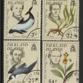 1985 Falkland Islands.  SG.514-7 Early Naturalists set 4 values. used (CTO)