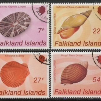 1986 Falkland Islands.  SG.518-21  Seashells set 4 values. used (CTO)