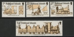 1985 Falkland Islands. SG.497-500 75th Anniversary of Camber Railway. set 4 values.  used (CTO)