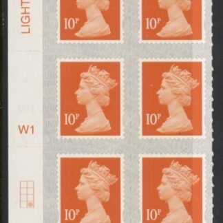 U2923 10p dull orange M18L Cyld W1  grid position R4 C2  SBP L/s  Walsall U/M (MNH)