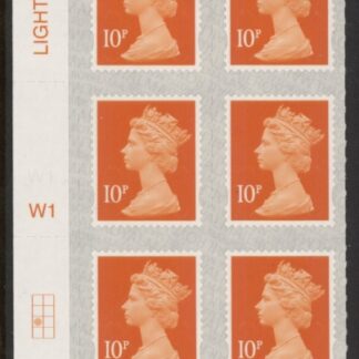 U2923 10p dull orange M18L Cyld W1  grid position R3 C1  SBP L/s  Walsall U/M (MNH)