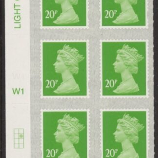 U2924 20p Green M18L Cyld. W1  grid position R2 C2 SBP  L/s  Walsall.  U/M (MNH)