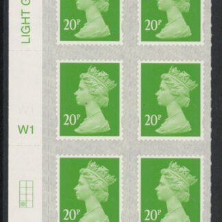 U2924 20p Green M18L Cyld. W1  grid position R4 C1 SBP  L/s  Walsall.  U/M (MNH)