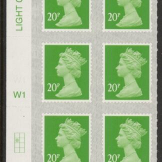 U2924 20p Green M18L Cyld. W1  grid position R2 C1 SBP  L/s  Walsall.  U/M (MNH)