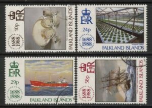 1988 Falkland Islands SG.563-6  300th Anniversary of Lloyds of London. set 4 values. used (CTO)